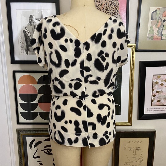 NWT Yoana Baraschi anthropologie leopard modern short sleeve blouse MSRP $290 - Picture 5 of 8